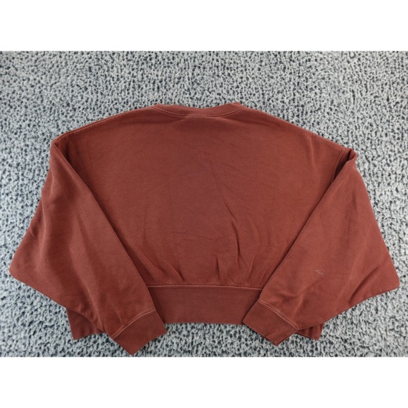 Nike Women Reddish Brown Cropped Sweatshirt Crewneck Long Sleeve Size S - Picture 8 of 9